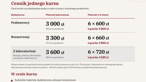 Akademia Maturalna UwB - cennik kursów przygotowujących do matury 2027