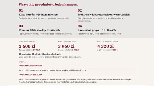 cennik kursów